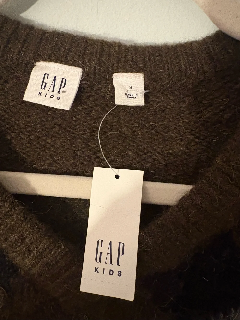 GAP Kids Brown Black and Gray Argyle V‑Neck Wool Boys Sweater